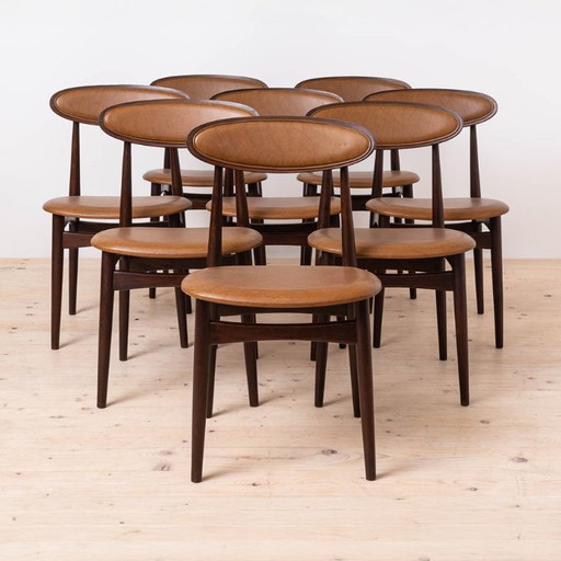Ensemble de 8 chaises de salle à manger par Fredrik Kayser pour Viken Møbelfabrikk, modèle no. 125b