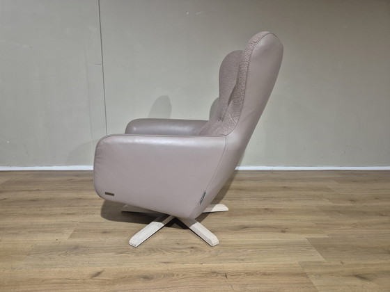 Image 1 of Fauteuil relax réglable Ashley - Rose ancien - Cuir taupe
