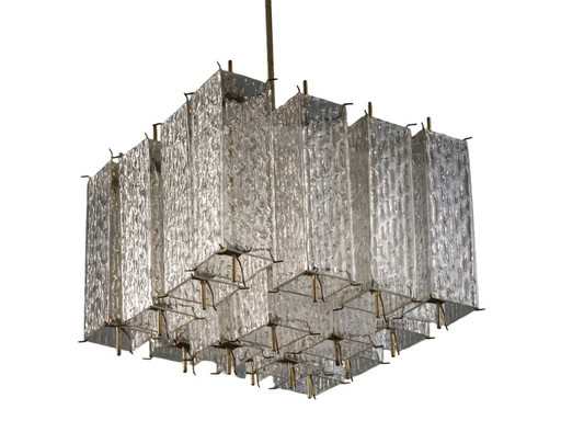 Lámpara de araña de tubos de vidrio, década de 1960, Checoslovaquia