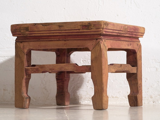 Tavolino basso antico in legno di olmo, Cina, circa 1870, Tavoli da pranzo, Rosso (foto 3 di 8)