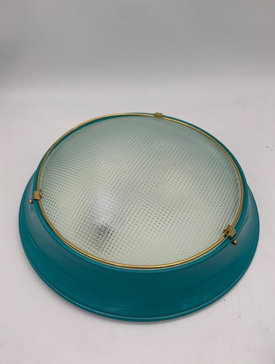 Image 1 of Pair of ceiling lights - wall lights - attributed to Fontana Arte, vintage Italy, medium blue