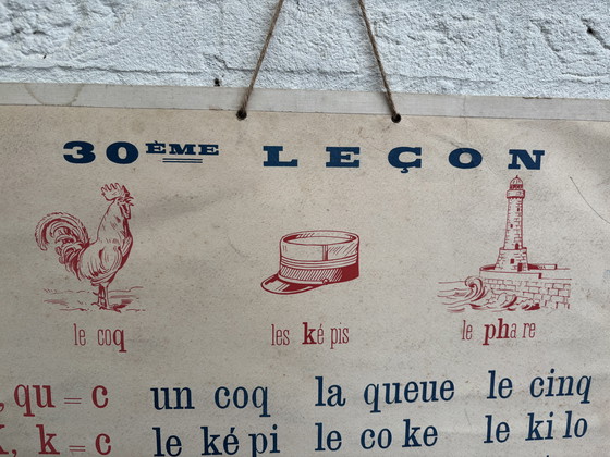 Image 1 of Tabella scolastica francese vintage a doppia faccia Metodo Boscher ‘50