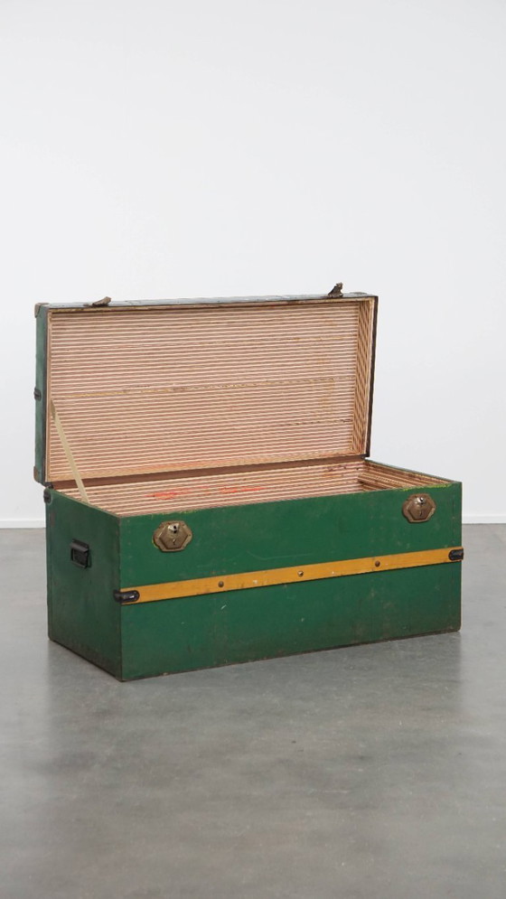 Image 1 of Original antique travel chest / coffee table from the early 1900s with handles