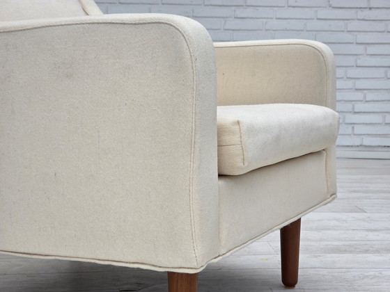 Image 1 of 1970er Danish Lounge Chair, Möbelwolle, Teakholzbeine