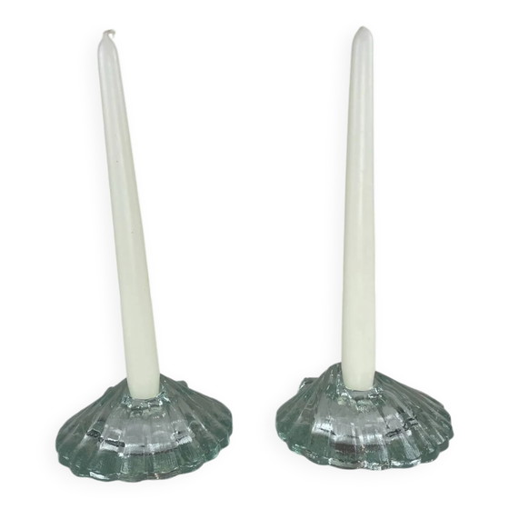 Par de portavelas con forma de concha de vieira – Crystal, Glass, Vintage (photo 9 of 10)
