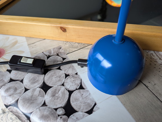 Image 1 of Lampada da scrivania vintage in metallo blu