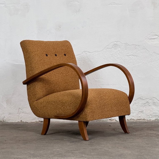 Image 1 of Coppia di poltrone Art Déco H-410 completamente restaurate, di Jindřich Halabala, 1930