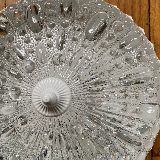 Image 1 of Lampada da soffitto antica con vetro trasparente e metallo bianco