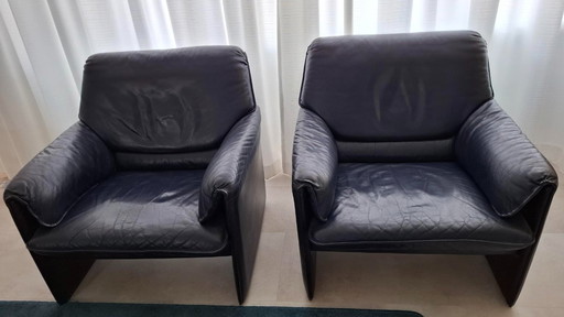 2 x Bora Beta - Leolux , Sessel blaues Leder