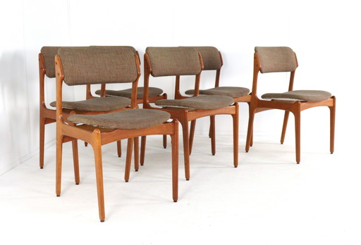 6x Erik Buch OD mobler vintage dining chairs model 49