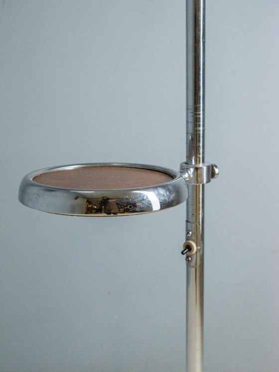 Image 1 of Functionalist Adjustable Chrome Floor Lamp, Czechoslovakia, 1930s
