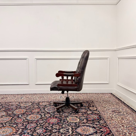 Sedia da Ufficio Chesterfield Inglese Marrone President Chair – Sedie da ufficio, Leather, Wood (photo 3 of 7)
