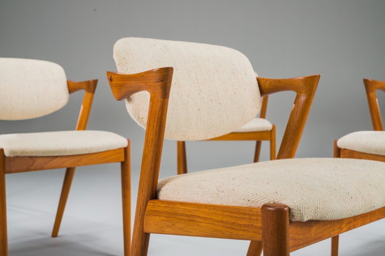 Image 1 of Esszimmerstühle Modell 42 aus Teakholz und Wolle, Kai Kristiansen für Schou Andersen, 1960er Jahre, 6-teilig