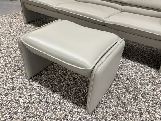 Image 1 of Leolux Bora Beta Sofa 3 Seater with Ottoman Wapiti Chuchubi Leather