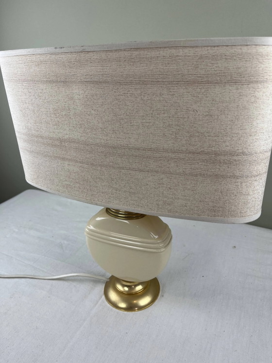 Chic vintage ambient lamp – Table lamps, Porcelain, Metal, Hollywood Regency (photo 10 of 11)