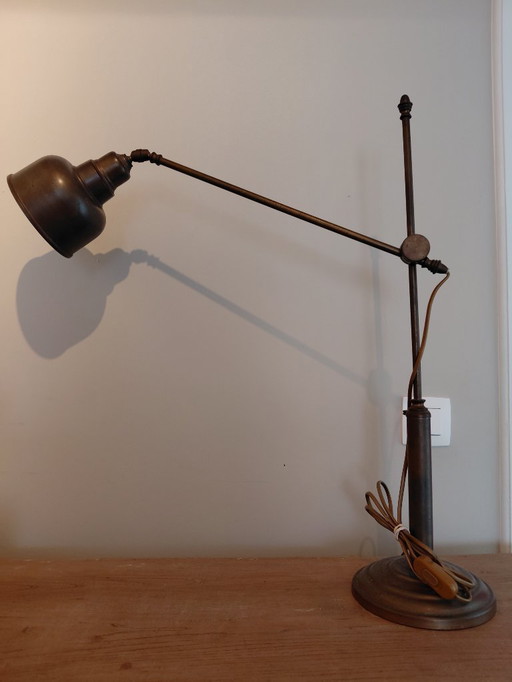 Prachtige vintage messing bureaulamp