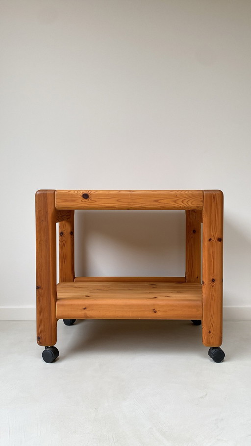 Vintage wooden/pine trolley/serving trolley on wheels