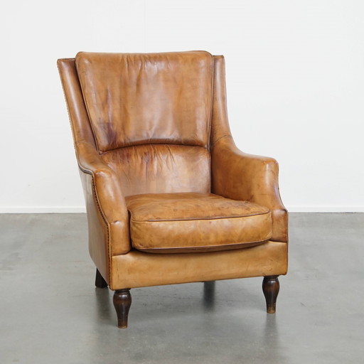 Vintage Armchair Made of Sheepskin