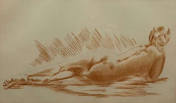 Frédéric LEFORT (Siglo XX) - Desnudo Femenino de Espaldas, Grabado a la Manera de Sanguina (Tirada 4/250) (photo 2 of 11)