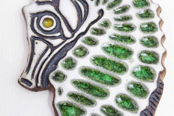 Image 1 of Glazed terracotta seahorse by Victoria Littlejohn 1970