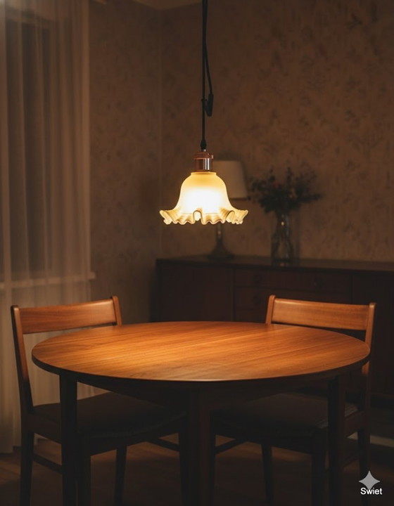 Image 1 of 2239 Lampada a sospensione in vetro antico giallo con nuovo cablaggio