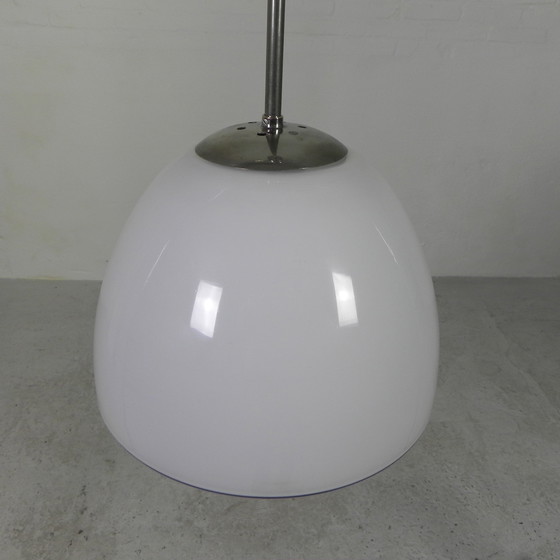 Image 1 of Oude Schoollamp Met Grote Glazen Bol In Opaalglas, Jaren 30