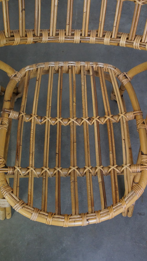 Image 1 of 4 X Rotan Dining/ Lounge Chair Met Armleuningen