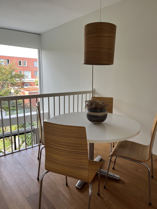 Zebrano eetkamerstoelen met  lamp