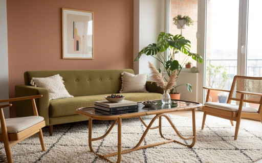 Vintage Bamboo Coffee Table with Black Plastic Top