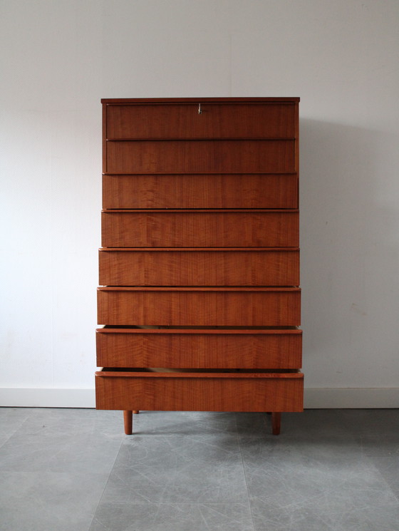 Image 1 of Vintage Deense ladekast in teak, tallboy