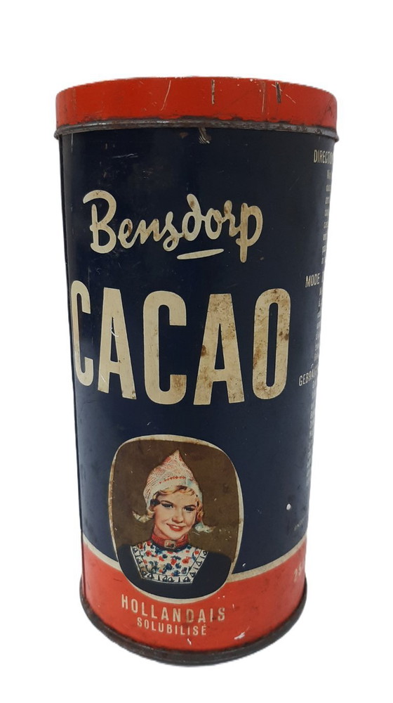 Image 1 of Vintage Bensdorp Royal Dutch Cocoa Advertising Tin – Dutch Collectible Kitchenware