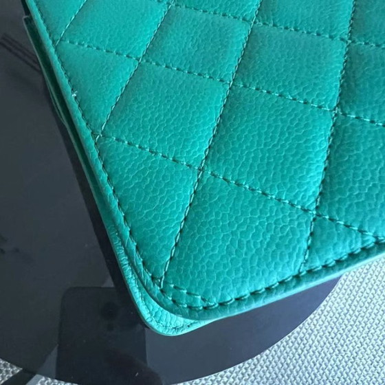 Image 1 of Chanel Caviar 25CM 2017 Urban Handle Quilted Grained Calfskin Green Blue Silver Hardware Series 23
