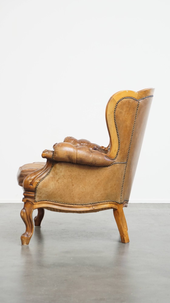 Image 1 of Antieke Schapenleren Chesterfield Fauteuil