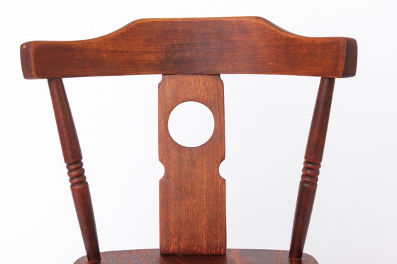 Image 1 of Sedia in legno vintage anni '60 | Drevounia Cecoslovacchia | Sedia da pranzo in faggio tornito restaurata