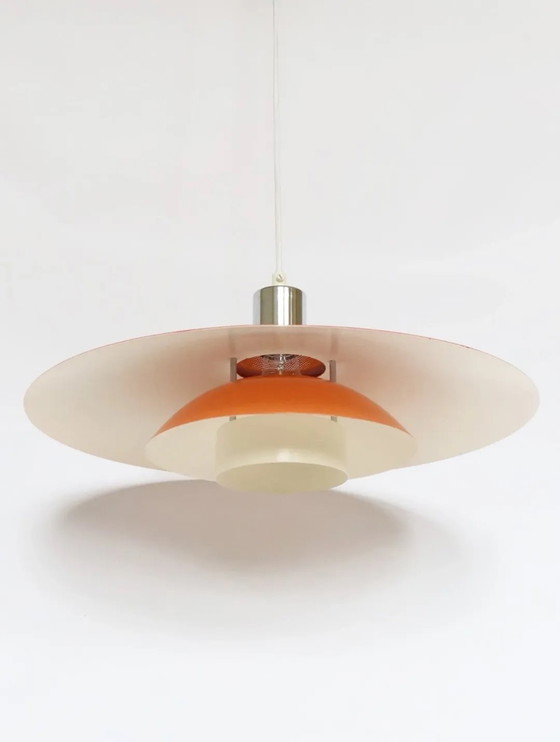 Image 1 of Vintage Design light Korfu pendant lamp Danish shell lamp orange