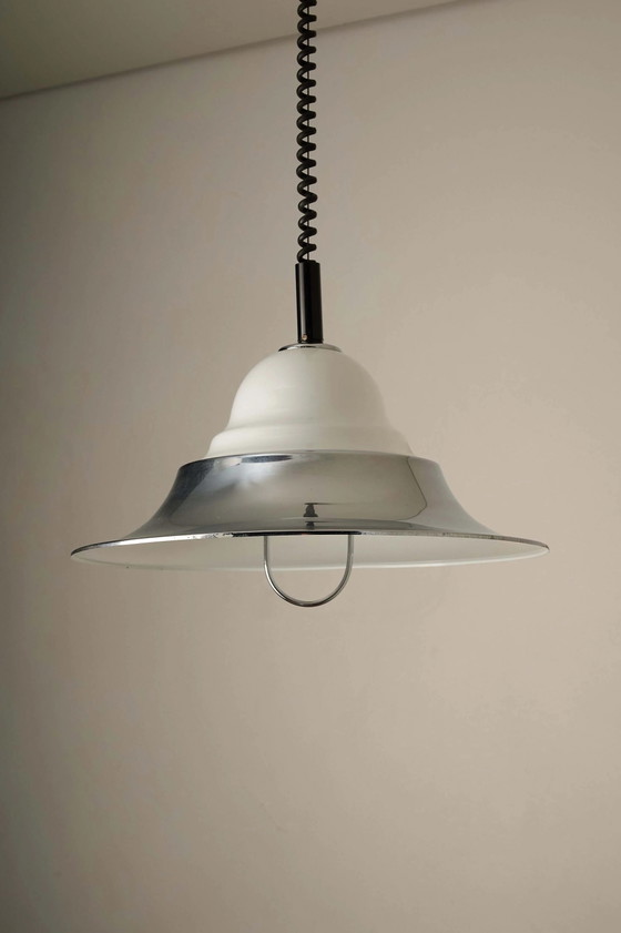 Lampe à suspension réglable chromée et verre opalin Modèle 7565 par Cosack, Cosack Leuchten, Plafonniers (photo 2 sur 6)