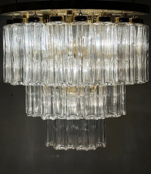 Lustre/plafonnier à trois niveaux de style milieu du siècle, provenant de Limbourg, en Allemagne, années 1970