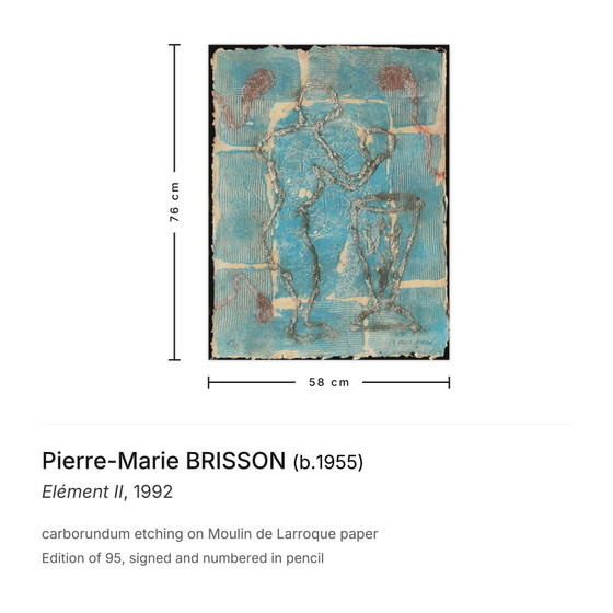 Pierre-Marie Brisson firmó el grabado en carborundo Elément II 1992 – Litografías y grabados, Paper (photo 3 of 5)