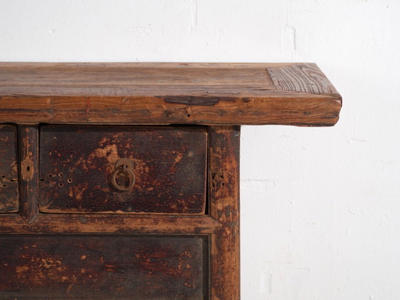 Consolle cinese antica con tre cassetti e patina scura – Cina, circa 1900 – Console (photo 38 of 40)