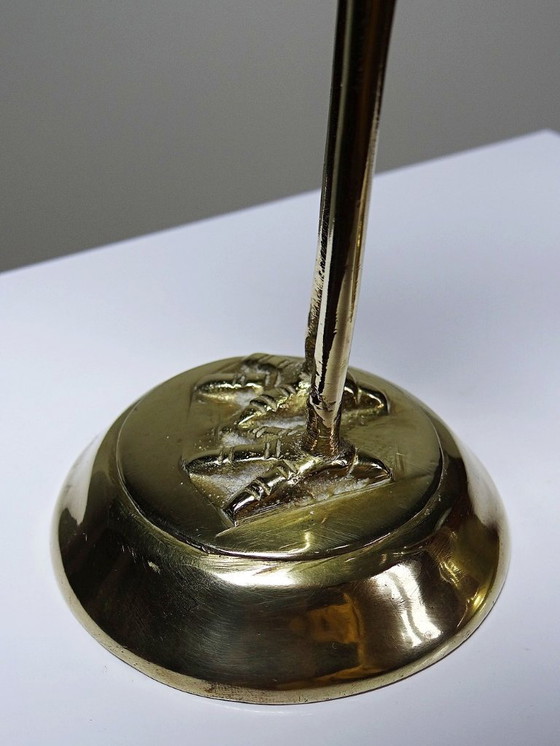 Image 1 of Paire de grands sujets Grues, Oiseaux en laiton décoratif Mid-Century vintages