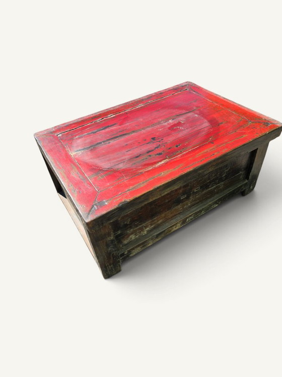 Cassapanca bassa cinese antica in legno laccato rosso patinato – Tavolini da caffè, Metal, Wood (photo 5 of 5)