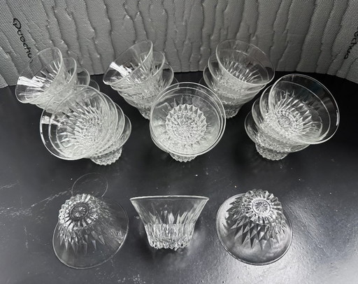 27 vintage Duralex champagnecoupes met diamantvormige dop
