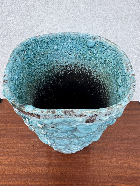 Image 1 of Vase céramique écume bleu années 60