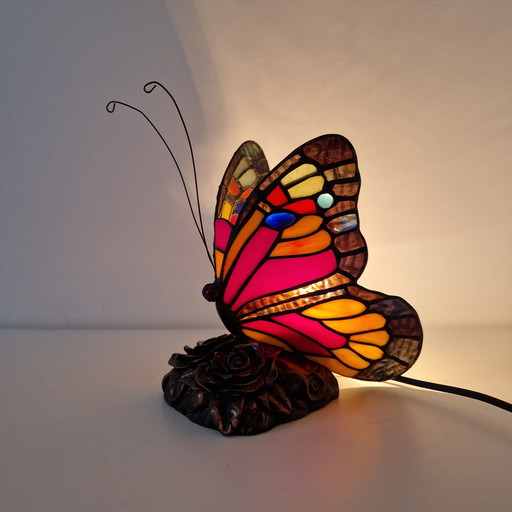 Lampe papillon vintage en verre teinté