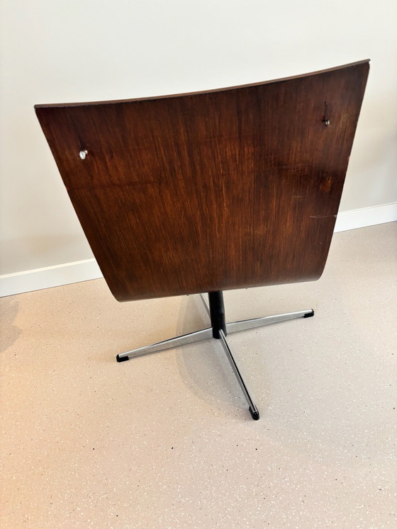 Vintage Lennart Bender swivel chair with suede upholstery, Armchairs, Wood, Leather, Brown (photo 10 of 13)