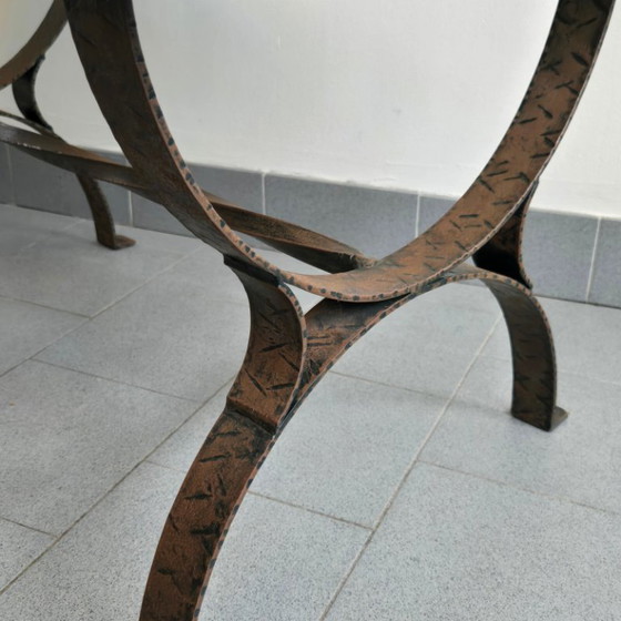 Image 1 of Vintage 1960s Brutalist Coffee Table in Metal, Glass & Stained Glass