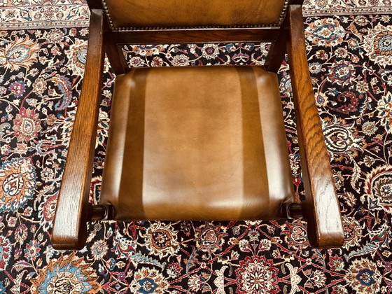 Antique English Office Chair – Leather, Metal (photo 6 of 7)