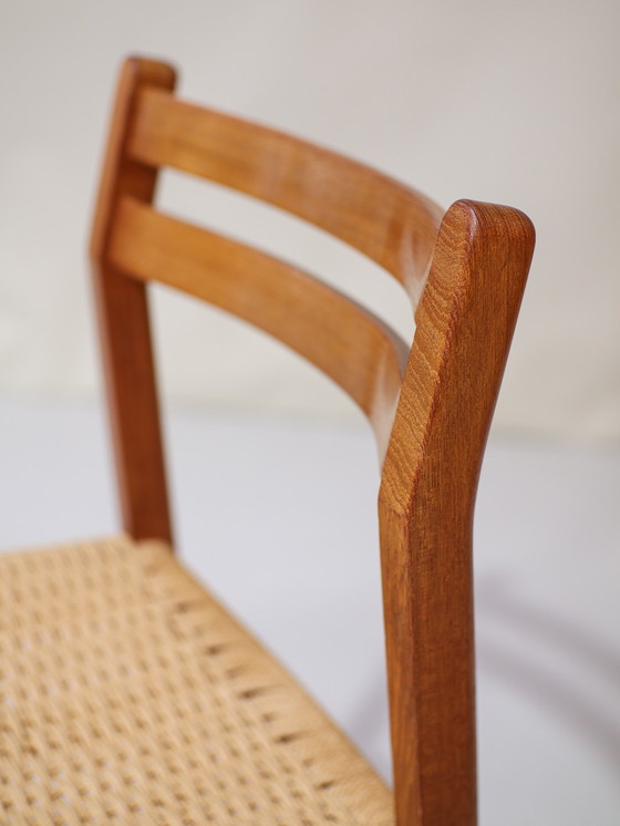 Image 1 of 4x Chaises de salle à manger Papercord Teck Danois Vintage