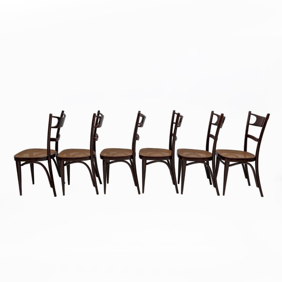 Image 1 of Ensemble de six chaises Thonet napolitaines en hêtre courbé du début du XXe siècle, Sautto & Liberale