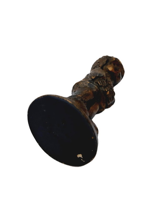 Image 1 of Vintage Copper Figurine – Girl in Thought 16 cm